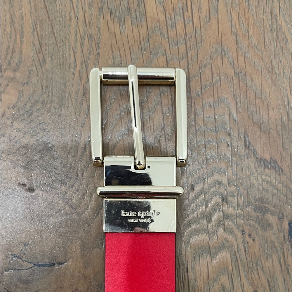 Kate Spade Vibrant Red Belt with Gold Buckle